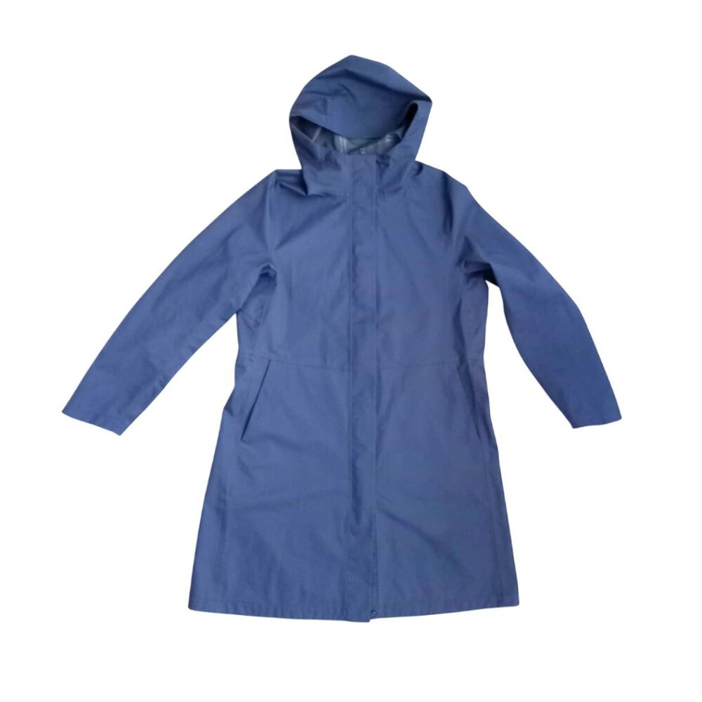 Uniqlo Hooded Rain Jacket Women's Size L Blue Waterproof Lightweight Coat